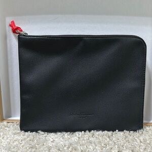 Salvatore Ferragamo Black Leather Pouch NEW
